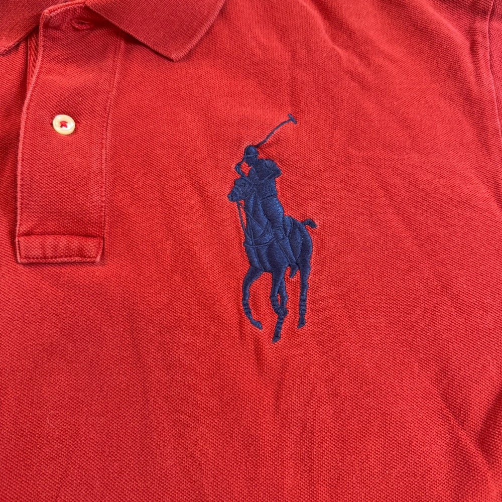 Y2K Polo Ralph Lauren Red USA Flag Big Pony Polo Shirt Men's Size Large - Picture 2 of 7
